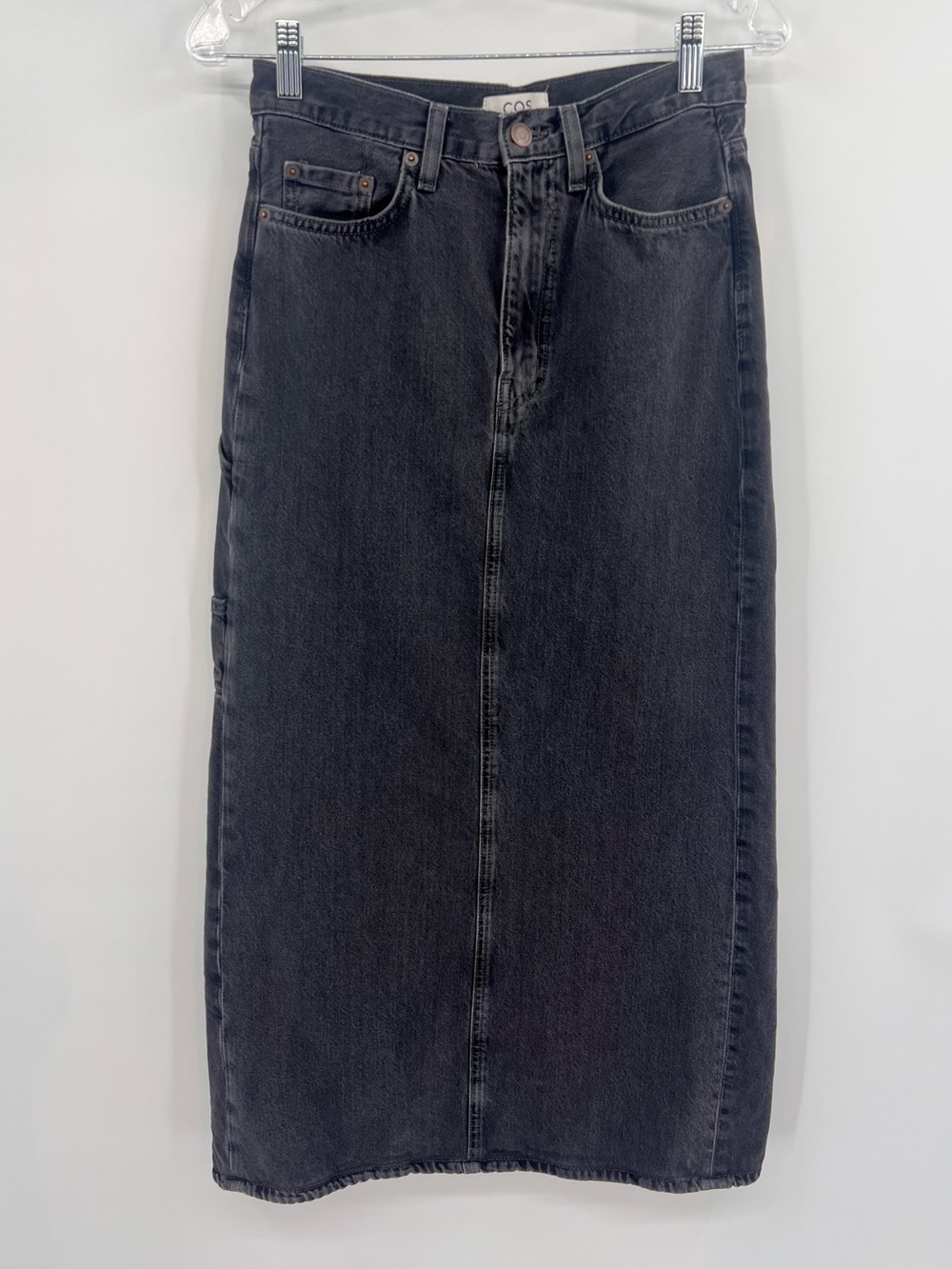 COS Black Denim Midi Skirt cargo size 4
